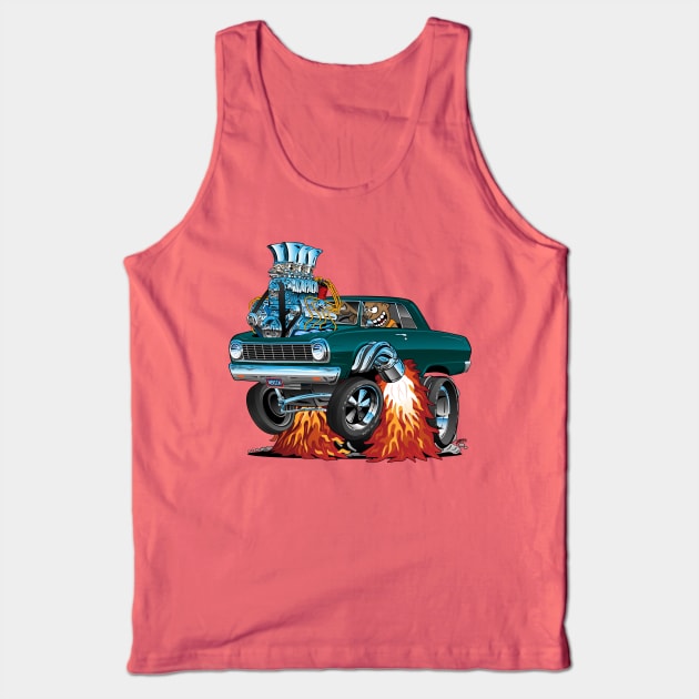 Sixties American Classic Muscle Car Cartoon Tank Top by hobrath